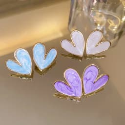 Temperament Heart Earrings for Women White Blue Purple Enamel Oil Love Stud Earrings Statement Party Jewelry pendientes mujer