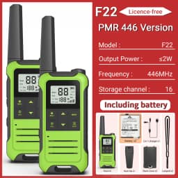 2pcs Baofeng F22/T22 Mini Walkie Talkie PMR Long Range Rechargable Portable Two Way Radio Type-C Charger for Camping Trip