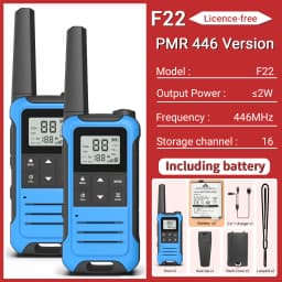 2pcs Baofeng F22/T22 Mini Walkie Talkie PMR Long Range Rechargable Portable Two Way Radio Type-C Charger for Camping Trip