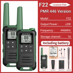 2pcs Baofeng F22/T22 Mini Walkie Talkie PMR Long Range Rechargable Portable Two Way Radio Type-C Charger for Camping Trip