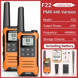 2pcs Baofeng F22/T22 Mini Walkie Talkie PMR Long Range Rechargable Portable Two Way Radio Type-C Charger for Camping Trip