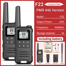 2pcs Baofeng F22/T22 Mini Walkie Talkie PMR Long Range Rechargable Portable Two Way Radio Type-C Charger for Camping Trip