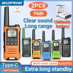 2pcs Baofeng F22/T22 Mini Walkie Talkie PMR Long Range Rechargable Portable Two Way Radio Type-C Charger for Camping Trip