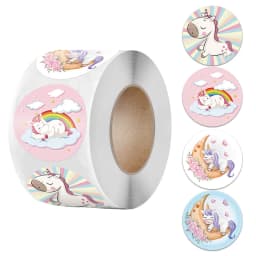 1 inch Cute Unicorn Sticker for Kids 50-500pcs Classic Toy Decor for School Teacher Encouragement Animal Reward Sticker