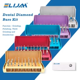 ELIJAH 30PCS/Set Dental Diamond Burs Drill Aluminum Burs Sterilization Block Dental Hospital Tool for High Speed Handpiece