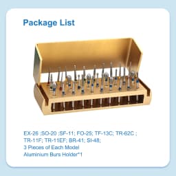 ELIJAH 30PCS/Set Dental Diamond Burs Drill Aluminum Burs Sterilization Block Dental Hospital Tool for High Speed Handpiece