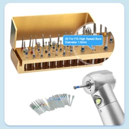 ELIJAH 30PCS/Set Dental Diamond Burs Drill Aluminum Burs Sterilization Block Dental Hospital Tool for High Speed Handpiece
