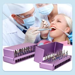 ELIJAH 30PCS/Set Dental Diamond Burs Drill Aluminum Burs Sterilization Block Dental Hospital Tool for High Speed Handpiece