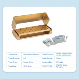ELIJAH 30PCS/Set Dental Diamond Burs Drill Aluminum Burs Sterilization Block Dental Hospital Tool for High Speed Handpiece