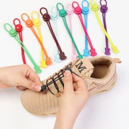 No tie shoelaces Round Elastic Shoelace Plastic snap lock Suitable for all shoes Adult children walking sports Lazy laces 1 pair
