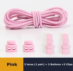 No tie shoelaces Round Elastic Shoelace Plastic snap lock Suitable for all shoes Adult children walking sports Lazy laces 1 pair