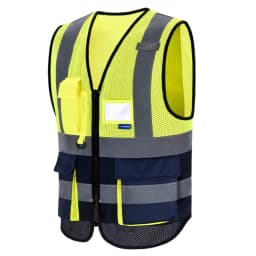 AYKRM High Visibility Reflective Vest Safety Zip Pocket Hi Viz Security Waistcoats Multi Customized Logo Construction