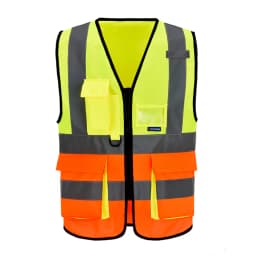 AYKRM High Visibility Reflective Vest Safety Zip Pocket Hi Viz Security Waistcoats Multi Customized Logo Construction