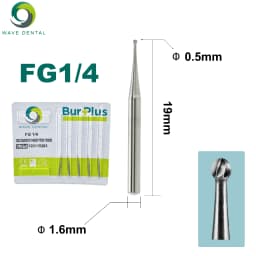 PRIMA WAVE Dental Tungsten Carbide Burs Ball Round Head FG Series For High Speed Handpiece Dia.1.6mm 5Pcs/Pack