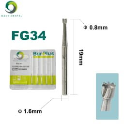 PRIMA WAVE Dental Tungsten Carbide Burs Ball Round Head FG Series For High Speed Handpiece Dia.1.6mm 5Pcs/Pack