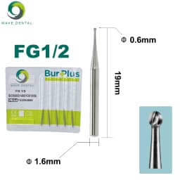 PRIMA WAVE Dental Tungsten Carbide Burs Ball Round Head FG Series For High Speed Handpiece Dia.1.6mm 5Pcs/Pack