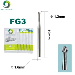 PRIMA WAVE Dental Tungsten Carbide Burs Ball Round Head FG Series For High Speed Handpiece Dia.1.6mm 5Pcs/Pack