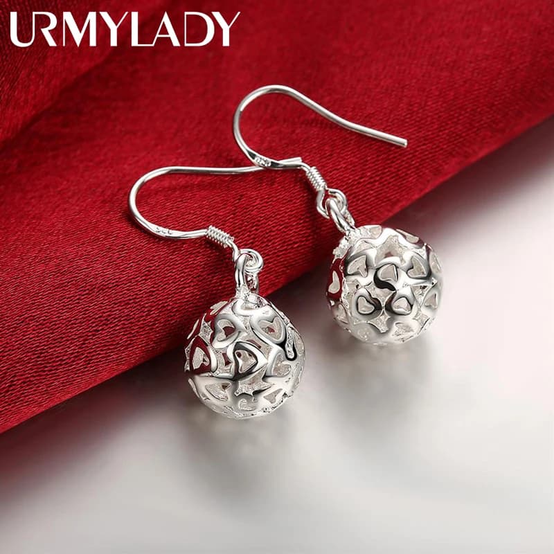 925 Sterling Silver Earrings temperament Women Ball earrings Christmas Gifts Street all-match Jewelry