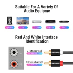 Vention 2 RCA to 2 RCA Cable Male to Male Audio Cable for Home Theater DVD Amplifier TV 1m 2m 3m 5m Cable RCA Gold-Plated Cabo