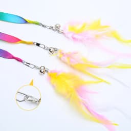 Simulation Feather Interactive Cat Toy Satin Ribbon Bell Cat Stick Toys Kitten Playing Teaser Wand Toy Cat Supplies Accessories