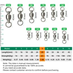 DNDYUJU 10 To 20pcs Stainless Steel Bearing Fishing Swivels Barrel Rolling Swivels Connector Fishing Accessories Tools Tackle