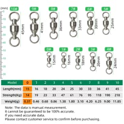 DNDYUJU 10 To 20pcs Stainless Steel Bearing Fishing Swivels Barrel Rolling Swivels Connector Fishing Accessories Tools Tackle