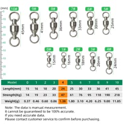 DNDYUJU 10 To 20pcs Stainless Steel Bearing Fishing Swivels Barrel Rolling Swivels Connector Fishing Accessories Tools Tackle