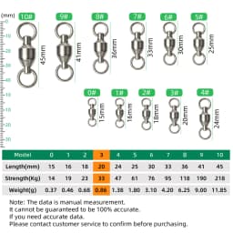 DNDYUJU 10 To 20pcs Stainless Steel Bearing Fishing Swivels Barrel Rolling Swivels Connector Fishing Accessories Tools Tackle