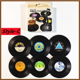 New 6/4/2PCS Retro Vinyl Record Cup Coaster Anti-slip Coffee Coasters Heat Resistant Music Drink Mug Mat Table Placemat Decor