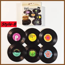 New 6/4/2PCS Retro Vinyl Record Cup Coaster Anti-slip Coffee Coasters Heat Resistant Music Drink Mug Mat Table Placemat Decor