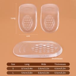 Silicone Gel Heel Cups - Shoe Inserts for Plantar Ache, Sore Heel Pain, - Pad and Shock Absorbing Support for Women (1 Pairs)
