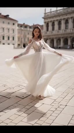 Beach Chiffon Elegant Wedding Dresses Detachable Puff Sleeves V Neck Lace Applique Backless Boho Elegant Bridal Gowns Customized
