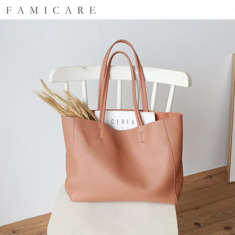 Women Tote Bag Luxurious Genuine Leather Handbag Female Soft First Layer Cowhide Leather Shoulder Bag for Colleague Girls