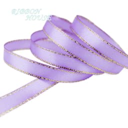 (25 Yards/Lot) 10mm Satin Ribbon White Gold Edge Wholesale High Quality Gift Packaging Ribbons