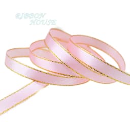 (25 Yards/Lot) 10mm Satin Ribbon White Gold Edge Wholesale High Quality Gift Packaging Ribbons