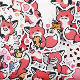 38pcs Little Fox Hand Account Cartoon Sticker Hand Account Cute Diy Photo Album Ins Waterproof Paste Cane Translucent Decoration