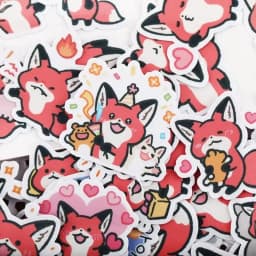 38pcs Little Fox Hand Account Cartoon Sticker Hand Account Cute Diy Photo Album Ins Waterproof Paste Cane Translucent Decoration
