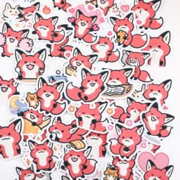38pcs Little Fox Hand Account Cartoon Sticker Hand Account Cute Diy Photo Album Ins Waterproof Paste Cane Translucent Decoration