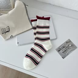 Cotton Women's Long Socks Medium Tube Korean White Breathable Leisure Girls Embroidery Male Sock Spring Summer Stripe Woman Cute