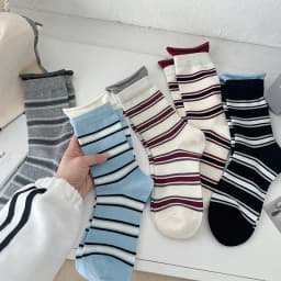 Cotton Women's Long Socks Medium Tube Korean White Breathable Leisure Girls Embroidery Male Sock Spring Summer Stripe Woman Cute