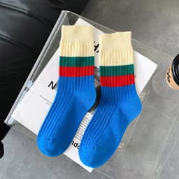 Cotton Women's Long Socks Medium Tube Korean White Breathable Leisure Girls Embroidery Male Sock Spring Summer Stripe Woman Cute