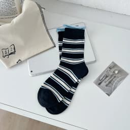 Cotton Women's Long Socks Medium Tube Korean White Breathable Leisure Girls Embroidery Male Sock Spring Summer Stripe Woman Cute