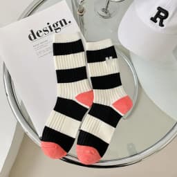 Cotton Women's Long Socks Medium Tube Korean White Breathable Leisure Girls Embroidery Male Sock Spring Summer Stripe Woman Cute