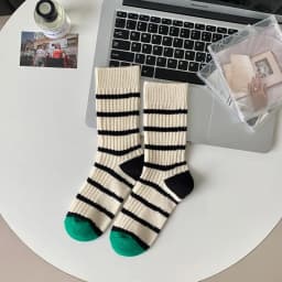 Cotton Women's Long Socks Medium Tube Korean White Breathable Leisure Girls Embroidery Male Sock Spring Summer Stripe Woman Cute