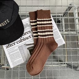 Cotton Women's Long Socks Medium Tube Korean White Breathable Leisure Girls Embroidery Male Sock Spring Summer Stripe Woman Cute