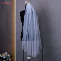 Topqueen V101 Sparking Wedding Veils Golden Bride Veil Cathedral Length Champagne Colored Sequins Royal Wedding Accessories