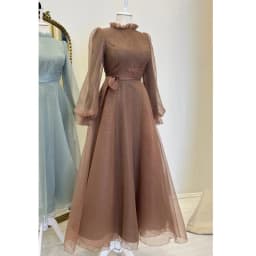 Customized Turkey Arabia Muslim Engagement Shinning Fabric Evening Dress Puff Sleeve Maxi Party Dress A Line Formal Gown