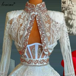 Middle East Lace Cocktail Dresses With Beads Short Puffy Celebrity Dresses Robes De Cocktail Two Pieces Homecoming Party Dress