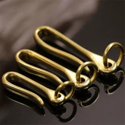 1Piece Solid Brass Belt U Hook Keychain Key Ring Wallet Fob Clip Retro Vintage Fish Hook with O Ring 3 Sizes Available