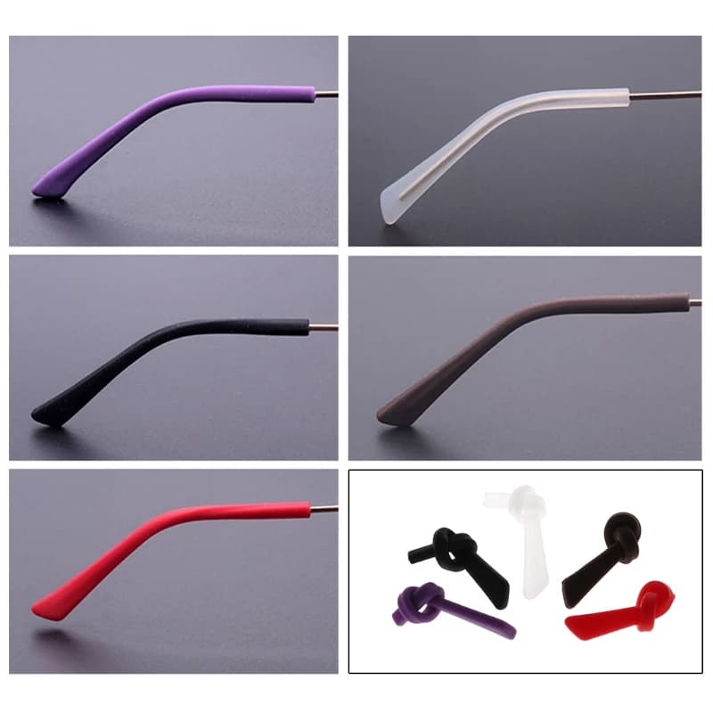 Free shipping Wholesale 1 pair Soft Silicone Anti Slip Eyeglasses Glasses Temple Tips Accessories Square Hole